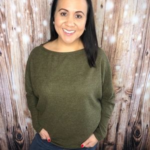 New Viamor Soft Textured Sweater Top Olive